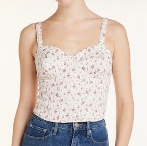NWT Ivory Floral Denim Knit Corset Top size Small